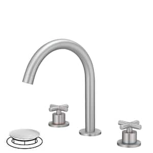 8 in. Widespread Double Handle High Arc Spout Bathroom Faucet in Brushed Nickel