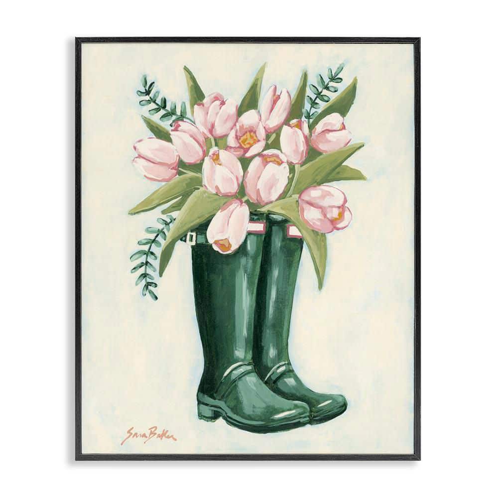 UPC 199235165933 product image for Tulips in Rain Boots by Sara Baker Black Framed Nature Giclee Art Print 14 in. x | upcitemdb.com