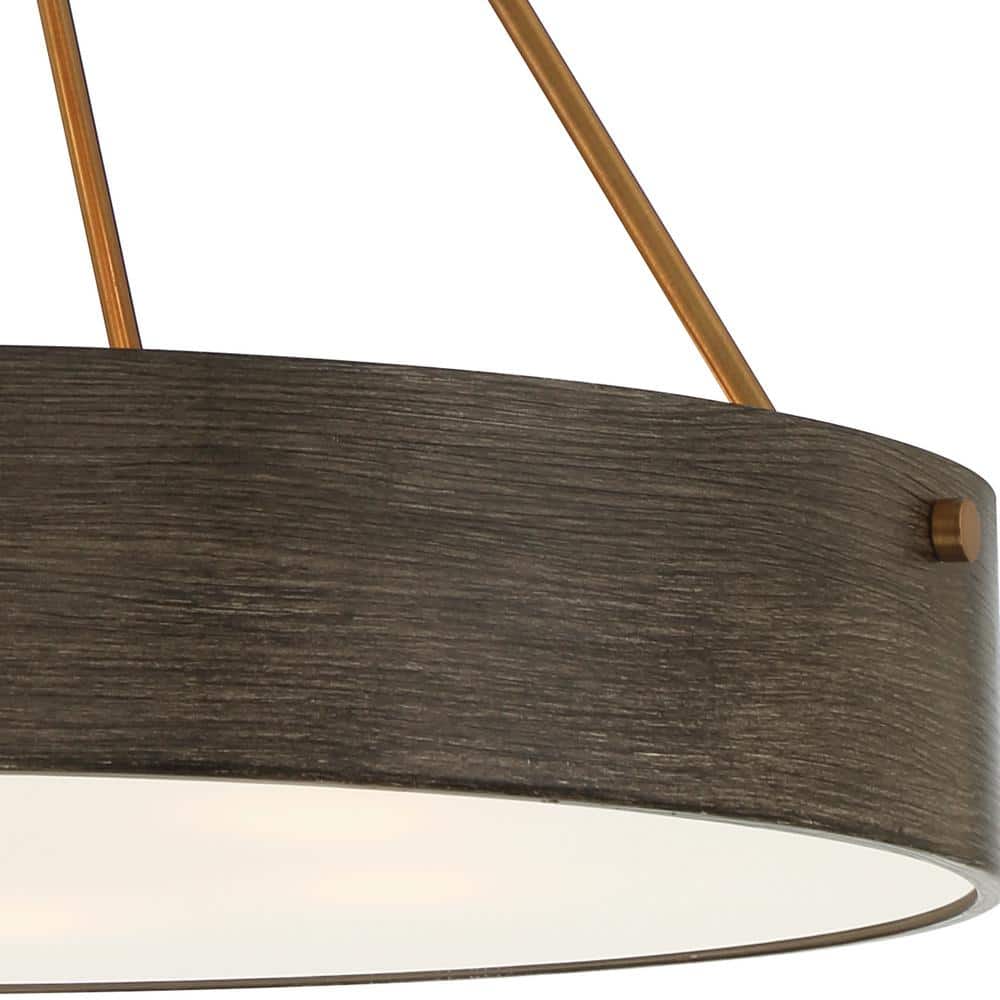 Erba Urban Slate 24" Brass Drum Pendant Light for Indoor/Outdoor