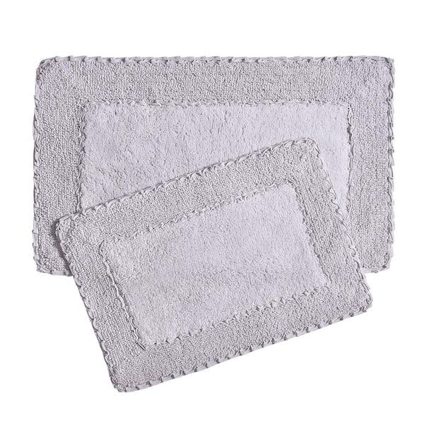 Laura Ashley Ruffle Cotton Border Lavender Purple 2-Piece Bath Rug Set