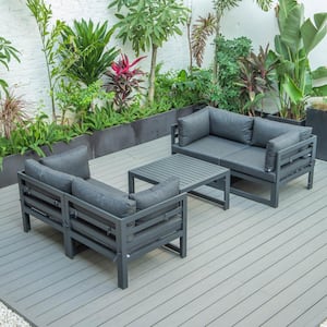 Chelsea Black 5-Piece Aluminum Patio Conversation Set with Black Cushions