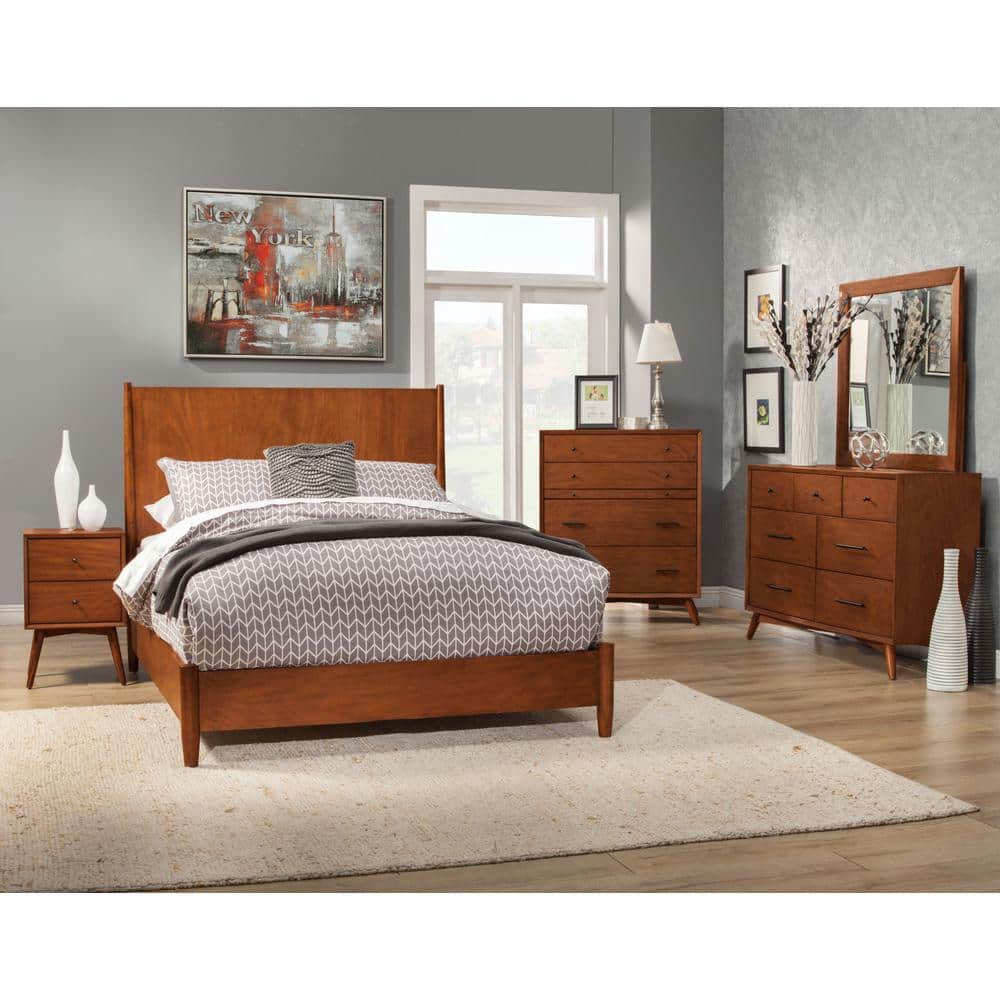 Flynn Brown Wood Frame California King Upholstered Bed
