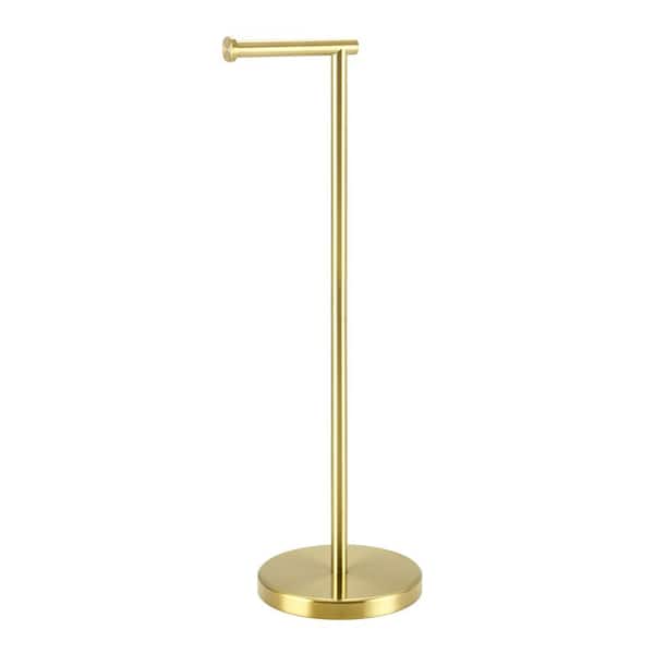 Bathroom Freestanding Toilet Paper Holder 26 in. H Tissue Roll Holder Floor Stand in Brushed Gold