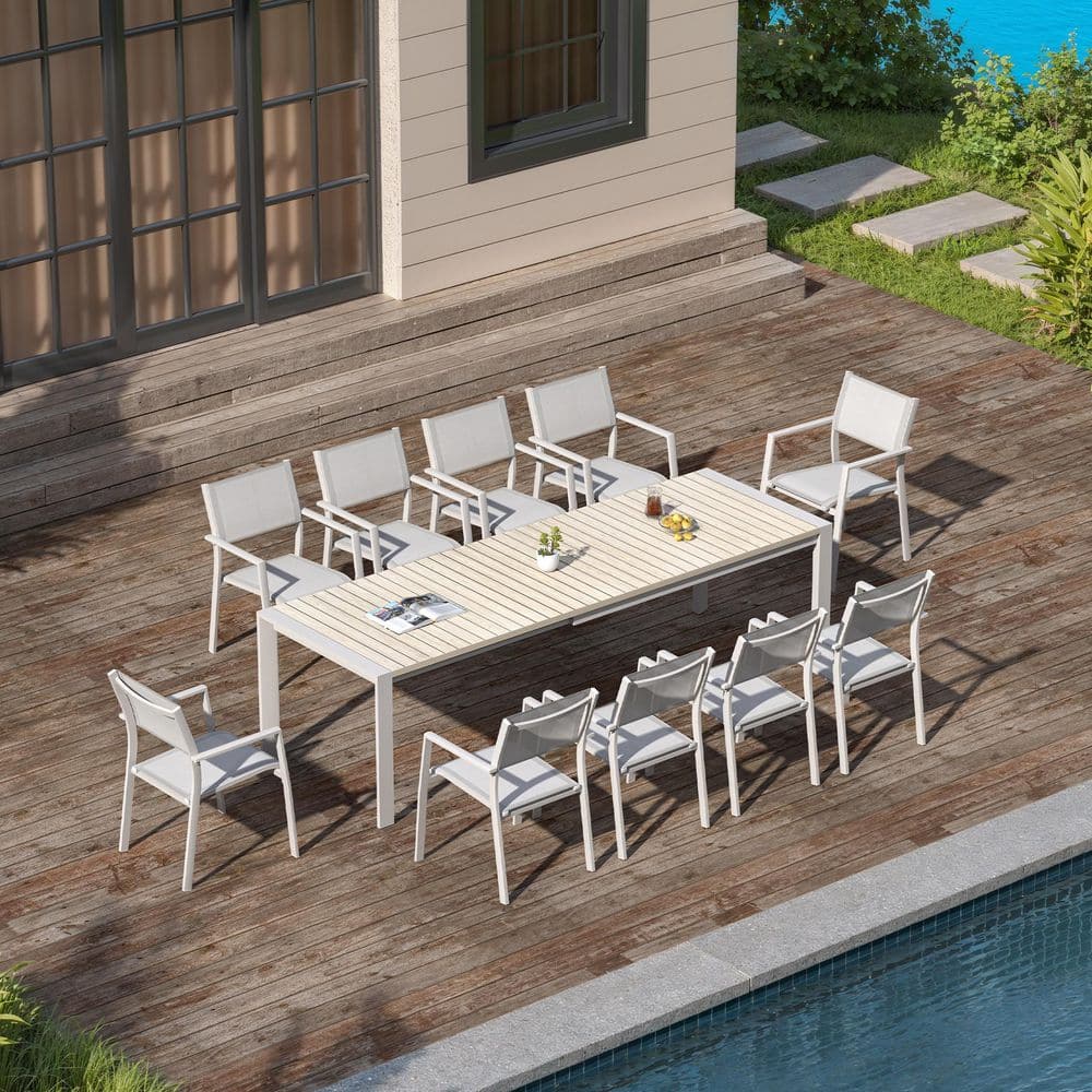 Gray 11-Piece Aluminum Rectangular Dining Height Outdoor Dining Set price history on PriceWatchPro