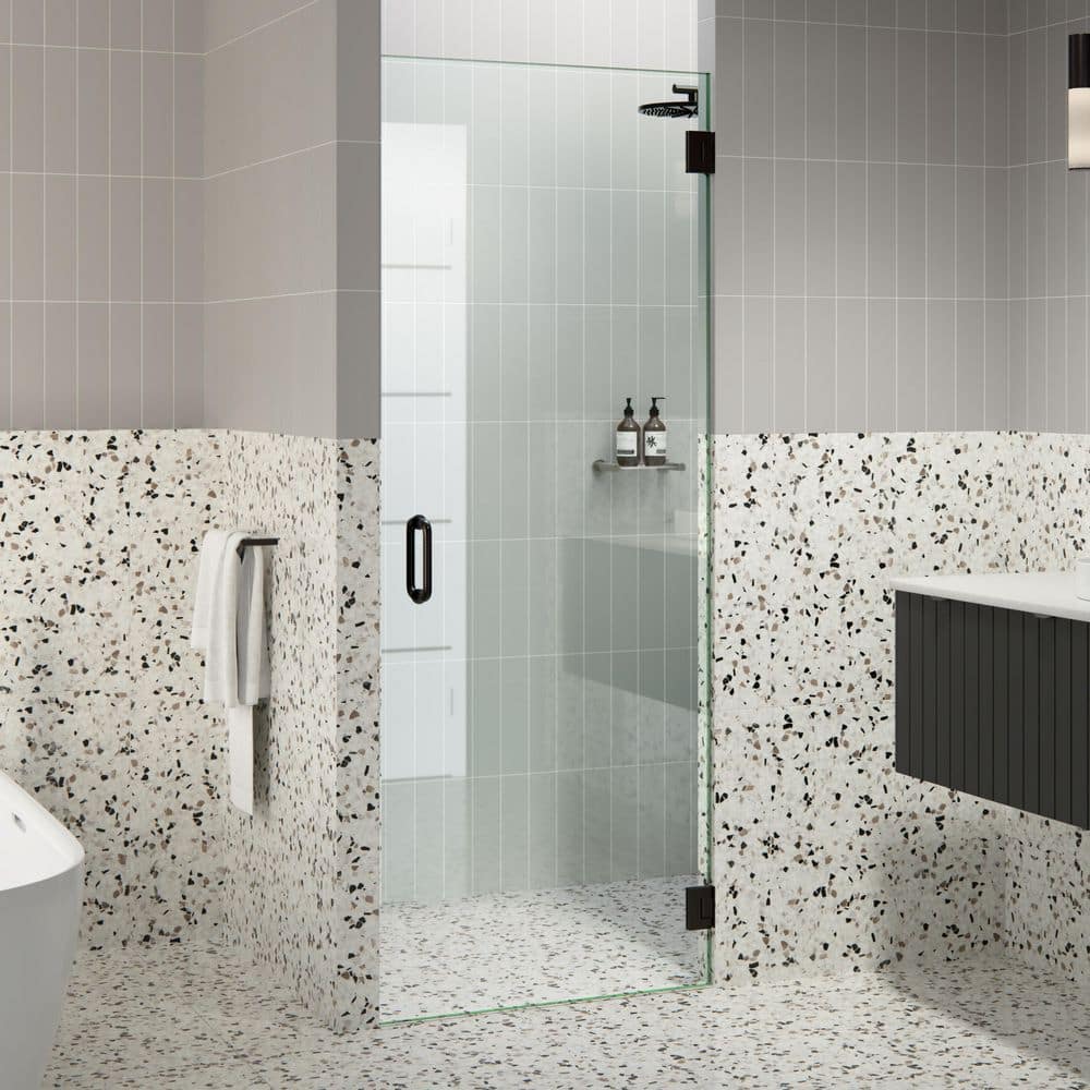 Albedo 78" Frameless Hinged Shower Door in Oil Rubbed Bronze