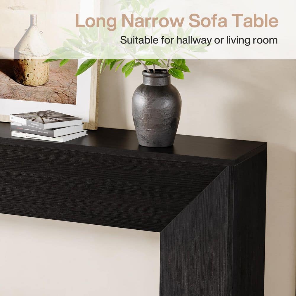 Black 63-Inch Modern Wood Console Table for Entryway