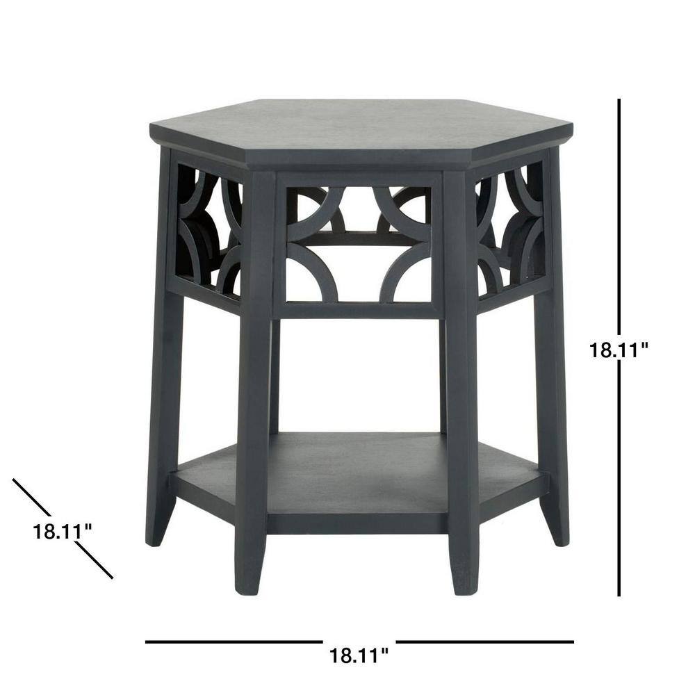 Connor Charcoal Grey 18" Hexagonal Bayur Wood End Table