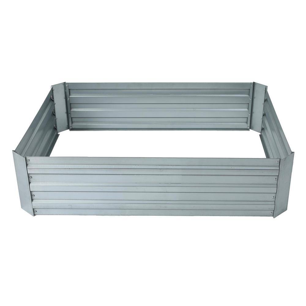 48" Silver Galvanized Steel Rectangular Raised Garden Bed