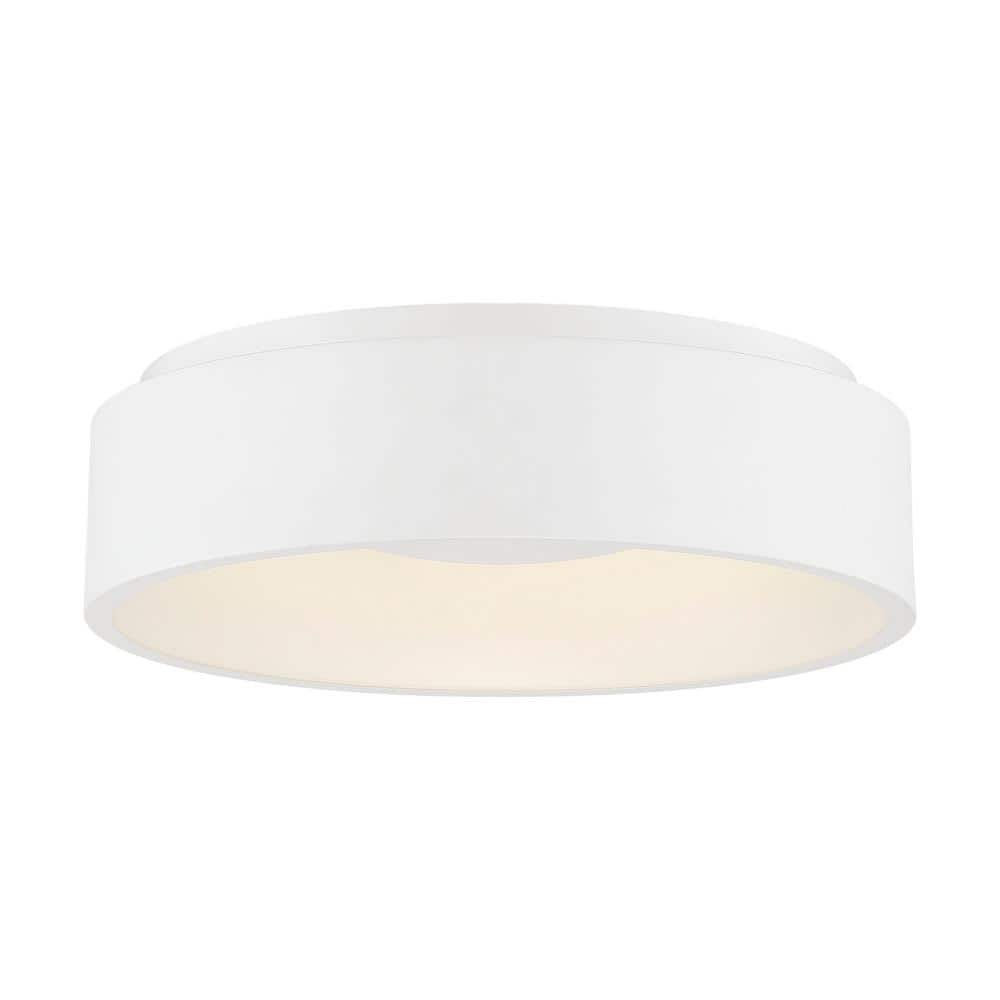 White Glass LED Drum Flush Mount Ceiling Light