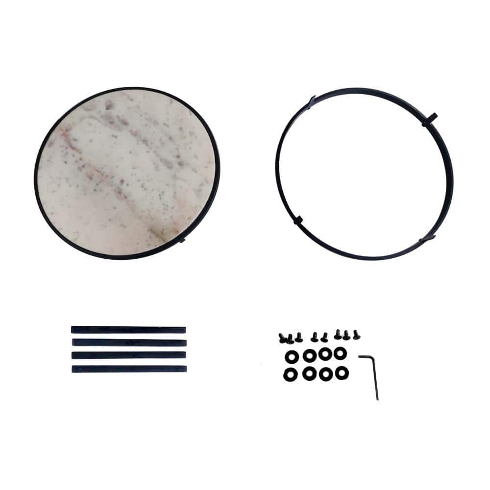 23 in. Black and White Round Marble Side End Table with Convenient Floor Levelers - thumbnail 6