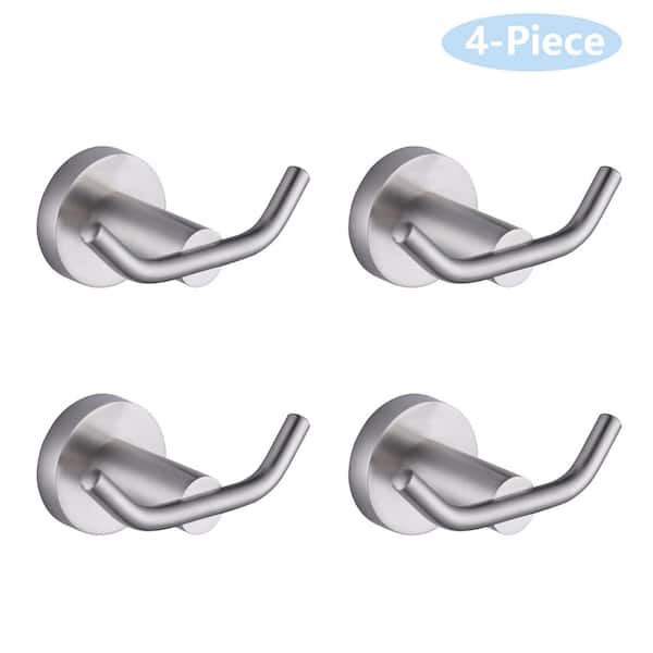 ATKING Bath 4 Pack Knob-Hook Double Robe/Towel Hook Double Robe Hook in Brushed Nickel