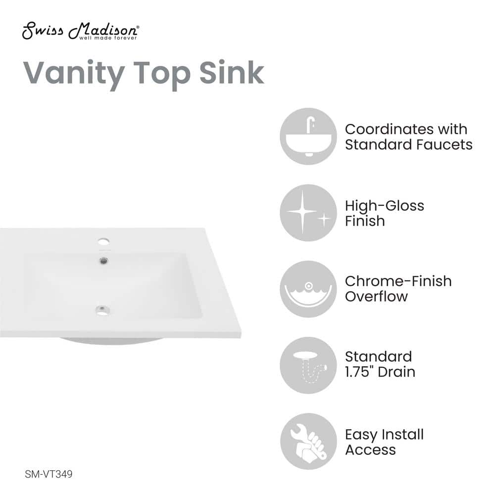 White Ceramic 48" Vanity Top with Double Basins