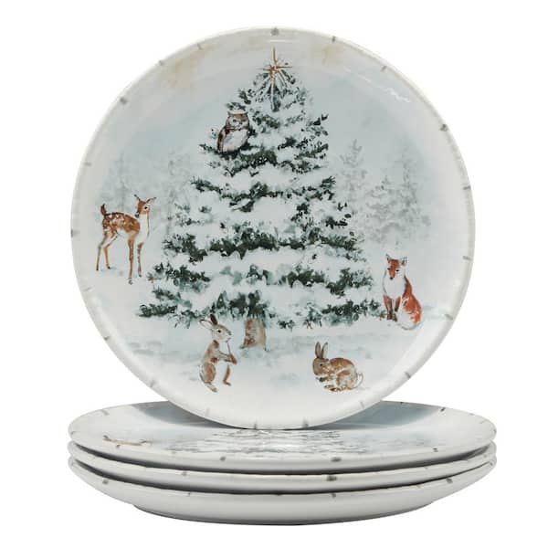 Certified International Multi-Colored Winter's Frost Dinner Plates (Set of 4)