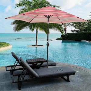 9 ft. Steel Patio Umbrella in Red Stripes