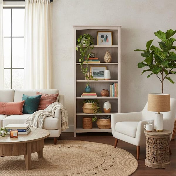 International Concepts 72 in. Weathered Gray Taupe Wood 6-shelf