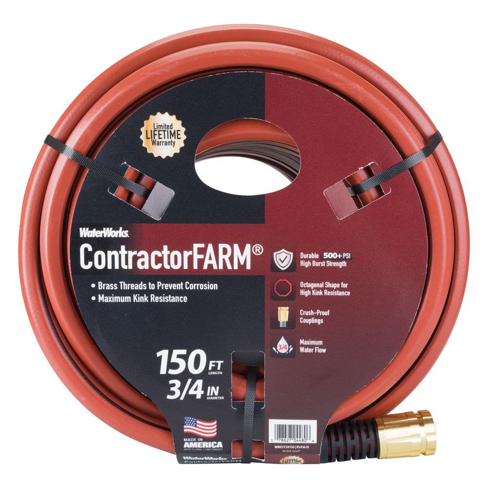 WATERWORKS Contractor Farm 3/4 in. x 150 ft. Contractor Water Hose ...