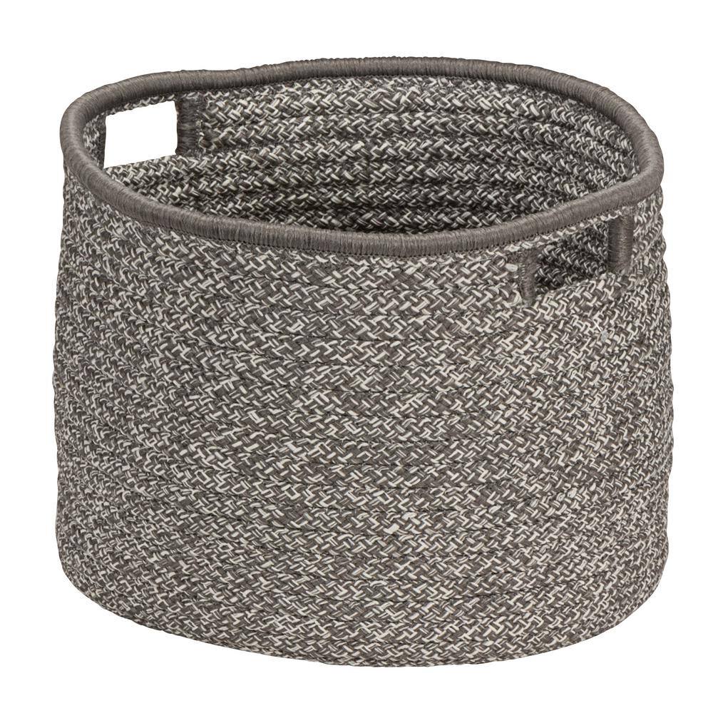 Casablanca Round Grey Woven Polypropylene Decorative Basket 20"