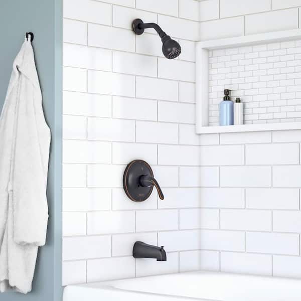 Builders Single Handle 1-Spray Tub and Shower Faucet 1.8 GPM in Bronze (Valve Included)
