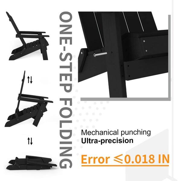 Mximu Black Plastic Outdoor Patio Folding Adirondack Chair FCH1302