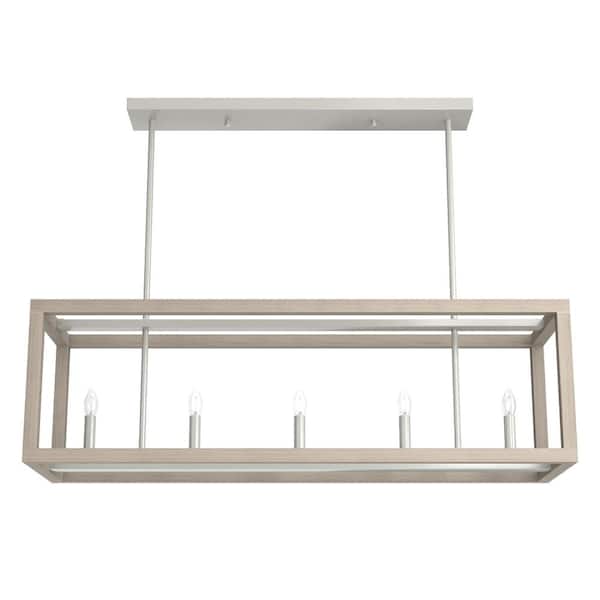 Squire Manor 6 Light Bleached Wood Linear Chandelier Kitchen Light
