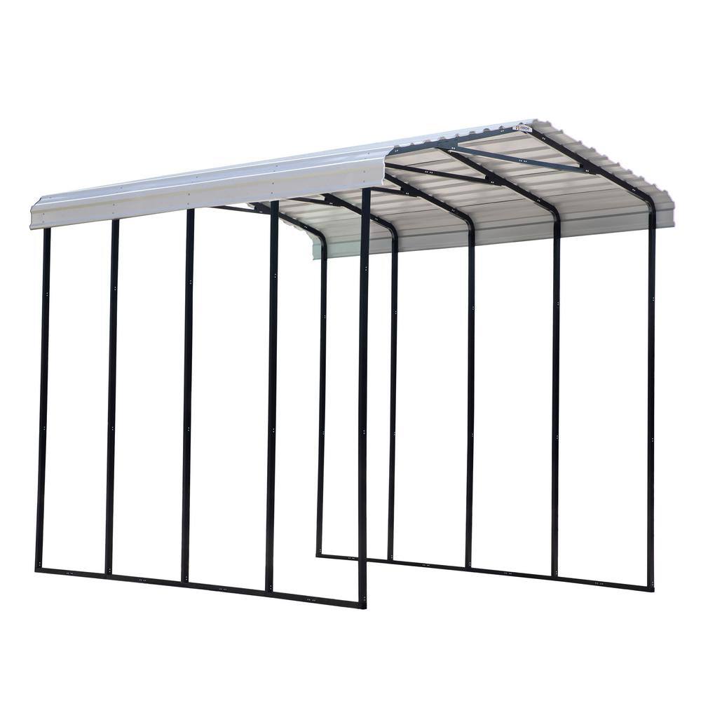 Eggshell Galvanized Steel Peak Carport Kit, 14' x 20' x 14'