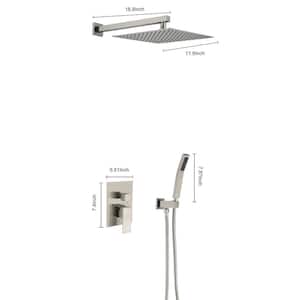 1-Spray Patterns Dual Wall Mount with Shower Head 1.5GPM, in Brushed Nickel
