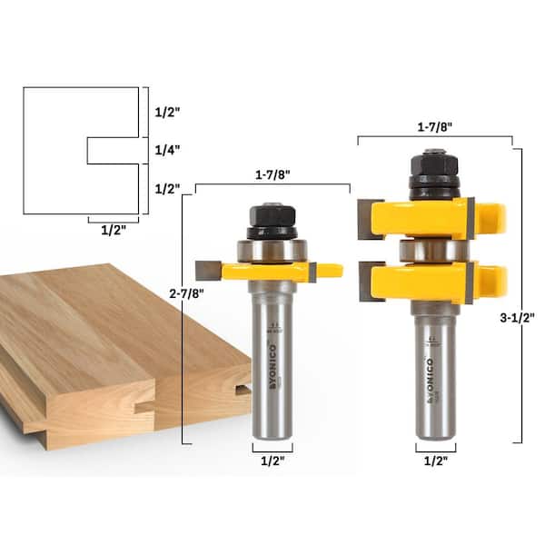 Flooring 2pc Bit Tongue and Groove V Notch Router Bit Set 8mm Shank tool cutting