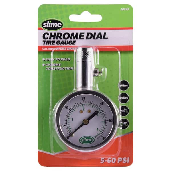 Slime 5-60 psi Chrome Dial Gauge