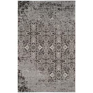 Classic Vintage Silver/Brown 4 ft. x 6 ft. Floral Area Rug