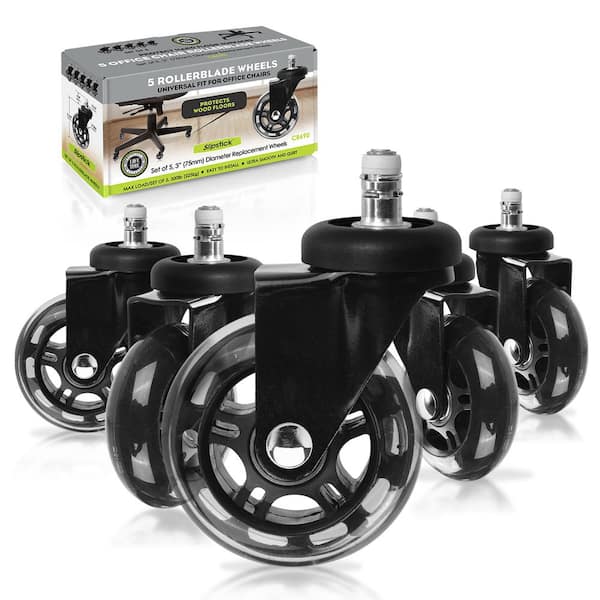 Hard Wheels for use on Carpets Stemless Casters 5/Set 