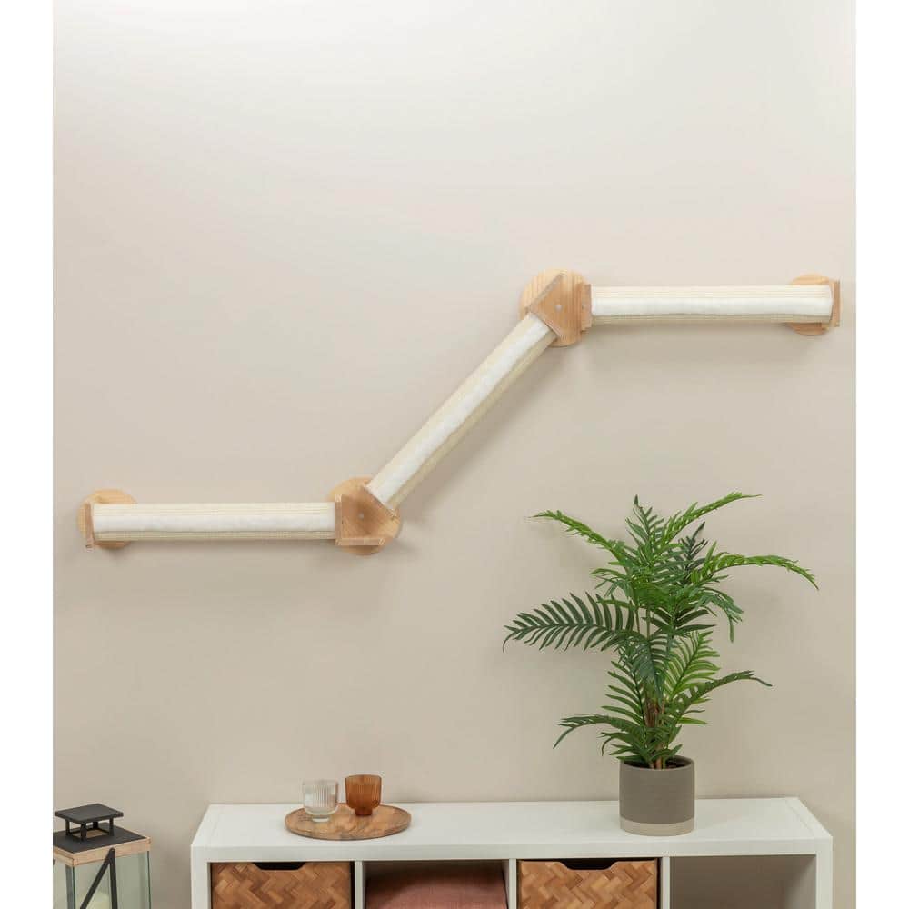 Natural and White Wall Mounted Cat Scratching Post System