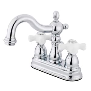 Heritage 4 in. Centerset 2-Handle Bathroom Faucet with Brass Pop-Up in Polished Chrome