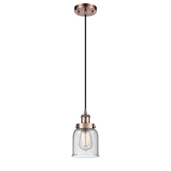 Innovations Bell 60-Watt 1 Light Antique Copper Shaded Mini Pendant ...