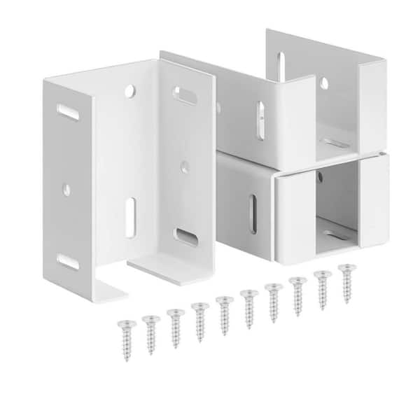 Afoxsos Aluminum Fence Bracket with Screws for Vinyl Fencing Panel and Connection Deck Rail Kit in White (16 Pieces)