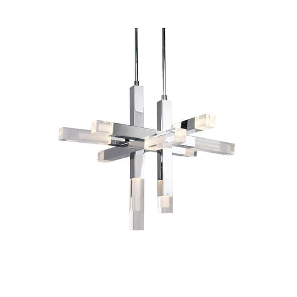 KUZCO Martelo 30 in. 1 Light 56-Watt Chrome Integrated LED Pendant Light