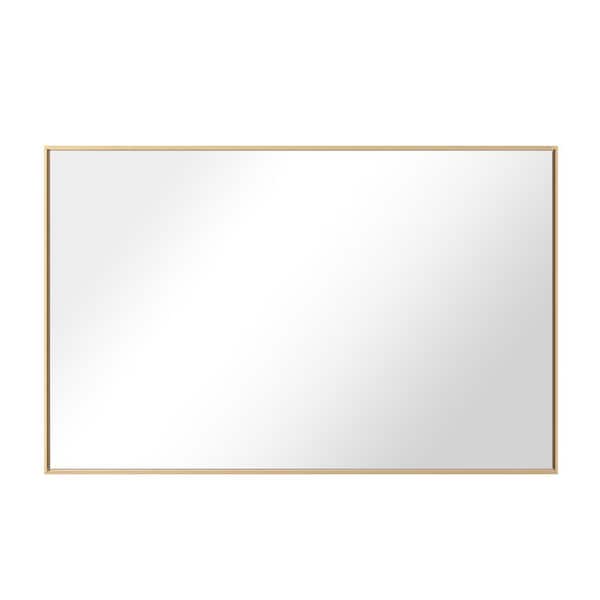 GETLEDEL 30 in. W x 20 in. H Modern Medium Rectangular Aluminum Framed Wall Mounted Bathroom Vanity Mirror in Gold