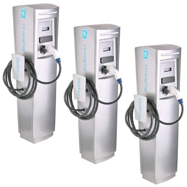 GE Commercial Electric Vehicle Charger Level 2 DuraStation Single Pedestal with Connect Software (3-Pack)