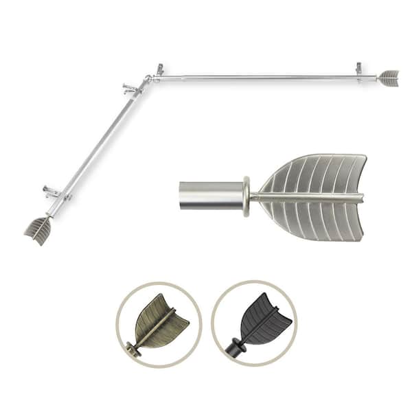 Rod Desyne 13/16" Dia Adjustable 66" to 120" Single Corner Window Curtain Rod in Satin Nickel with Quill Finials