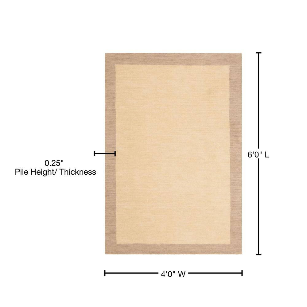Ivory and Beige Hand-Knotted Wool 4' x 6' Area Rug
