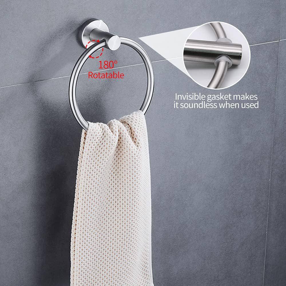 Brushed Nickel 5-Piece Bathroom Hardware Set with Towel Bar and Hooks
