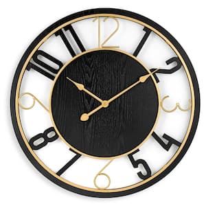 Black Oversized Design Metal Analog Classic Numeral Wall Clock