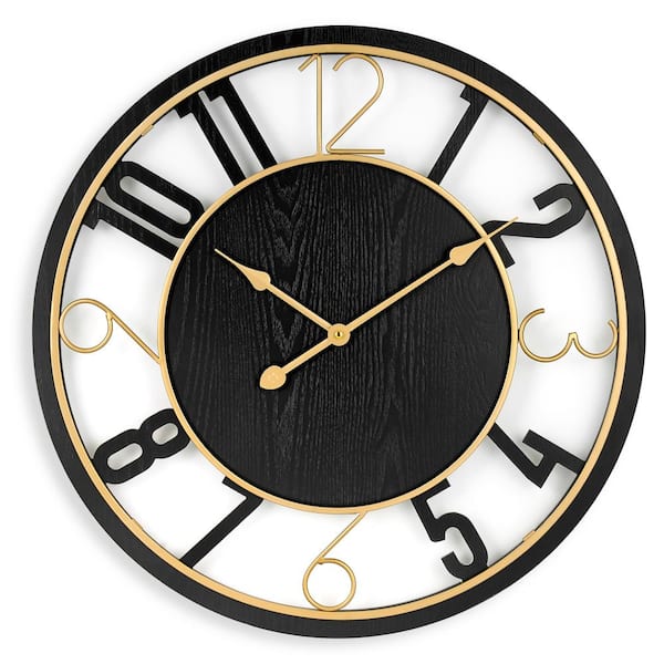 Sorbus Black Oversized Design Metal Analog Classic Numeral Wall Clock
