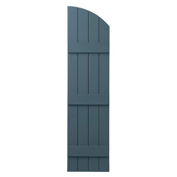Ply Gem 15 in. x 61 in. Polypropylene Plastic Arch Top Closed Board and Batten Shutters Pair in Coastal Blue