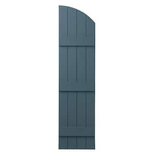 15 in. x 65 in.  Polypropylene Plastic Arch Top Closed Board and Batten Shutters Pair in Coastal Blue