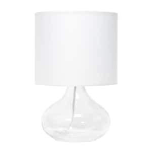13.75 in. Clear/White Glass Raindrop Table Lamp with Fabric Shade