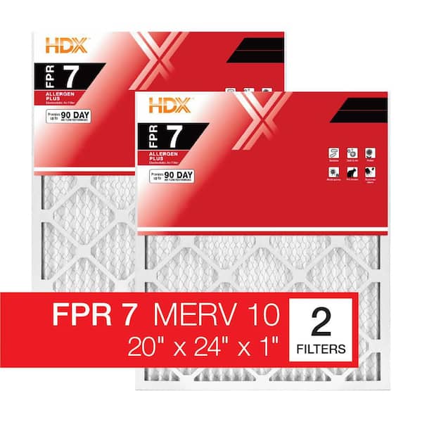 20 in. x 24 in. x 1 in. Allergen Plus Pleated Air Filter FPR 7, MERV 10 (2-Pack)