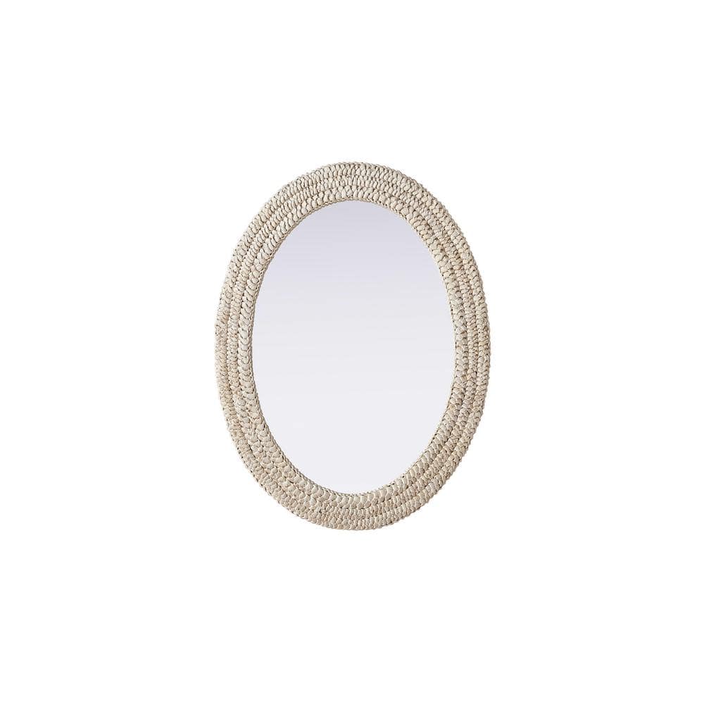 Timeless Home Linen White 27 in. W x 36 in. H Cornhusk Wall Mirror