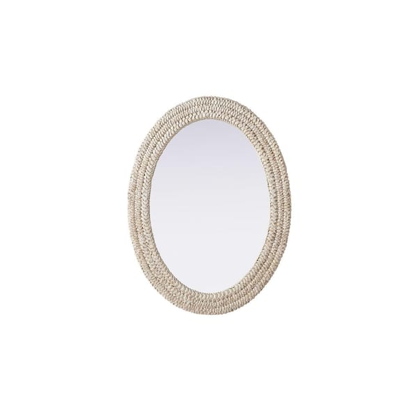 Unbranded Timeless Home Linen White 27 in. W x 36 in. H Cornhusk Wall Mirror