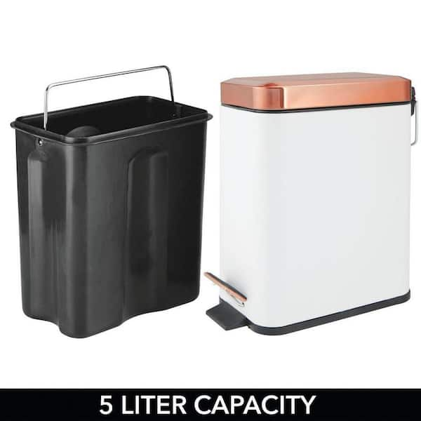 1.3 Gallon Rectangle Metal Lidded Trash Can With Removable Liner