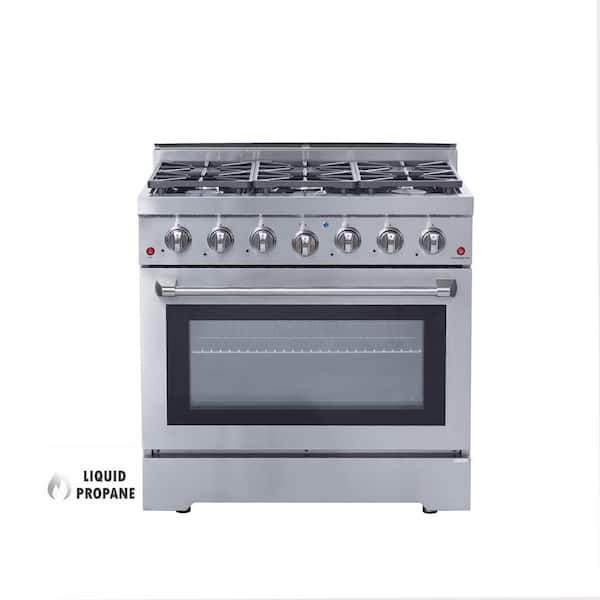 NXR 36 in. 6-Burners Liquid Propane Gas Range in Stainless Steel with Convection Oven